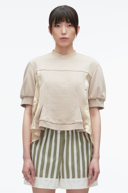 Satin Flounce Combo Terry Top Concrete