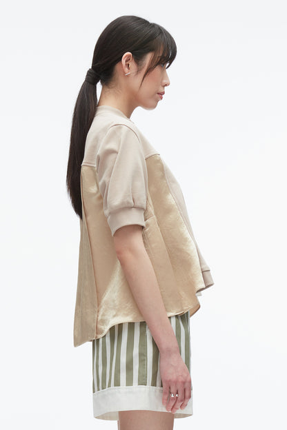 Satin Flounce Combo Terry Top Concrete