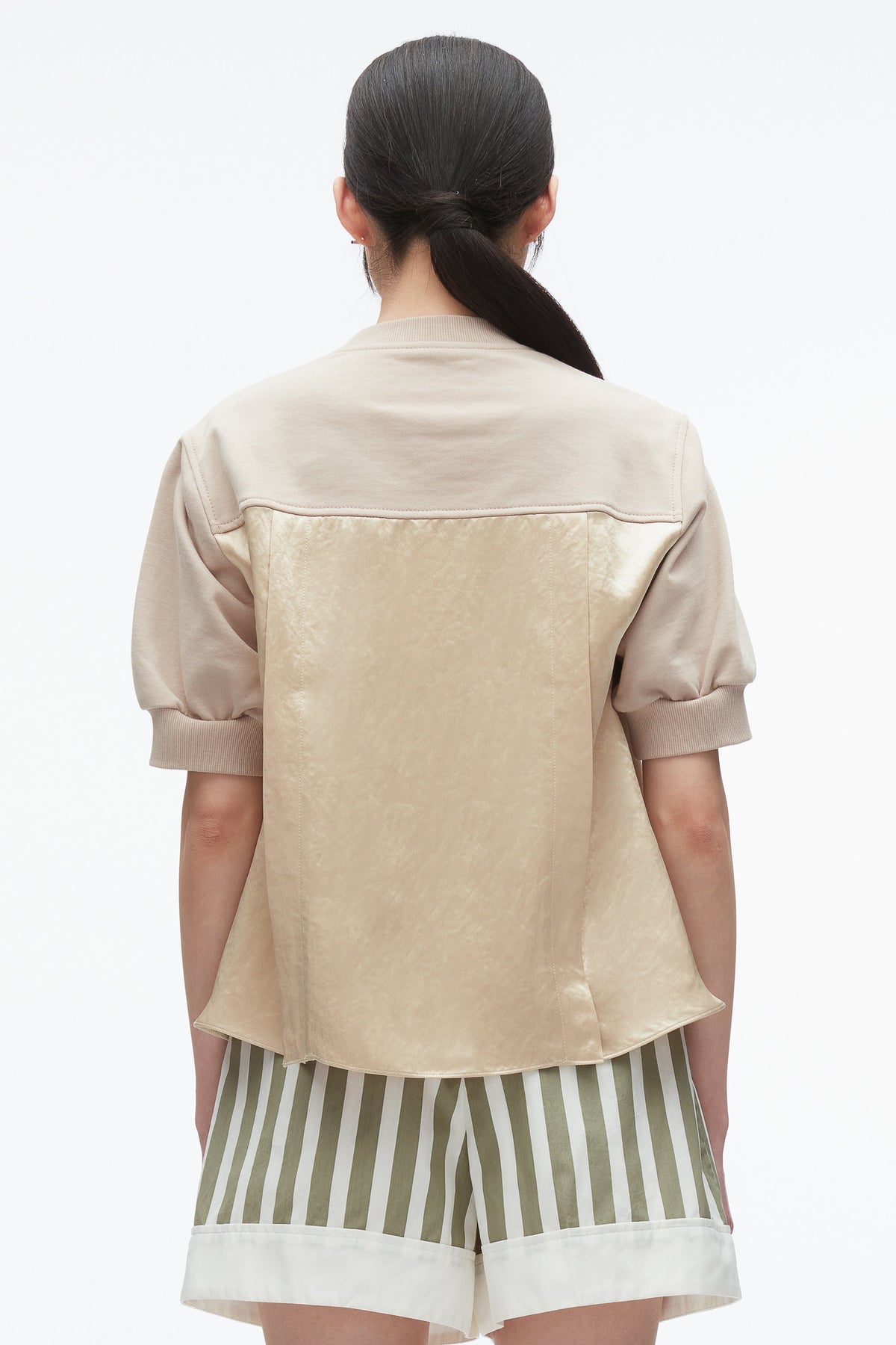 Satin Flounce Combo Terry Top Concrete