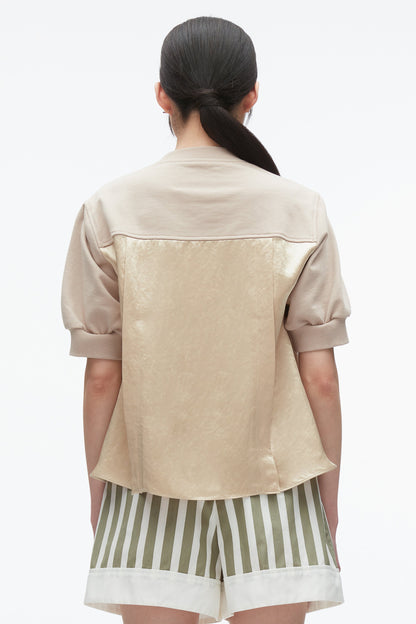 Satin Flounce Combo Terry Top Concrete