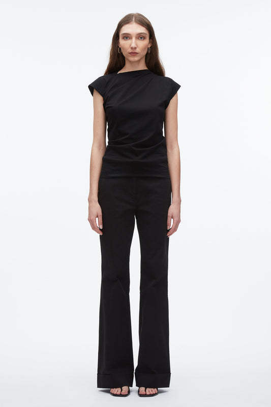 Draped Asymmetric T-Shirt Black