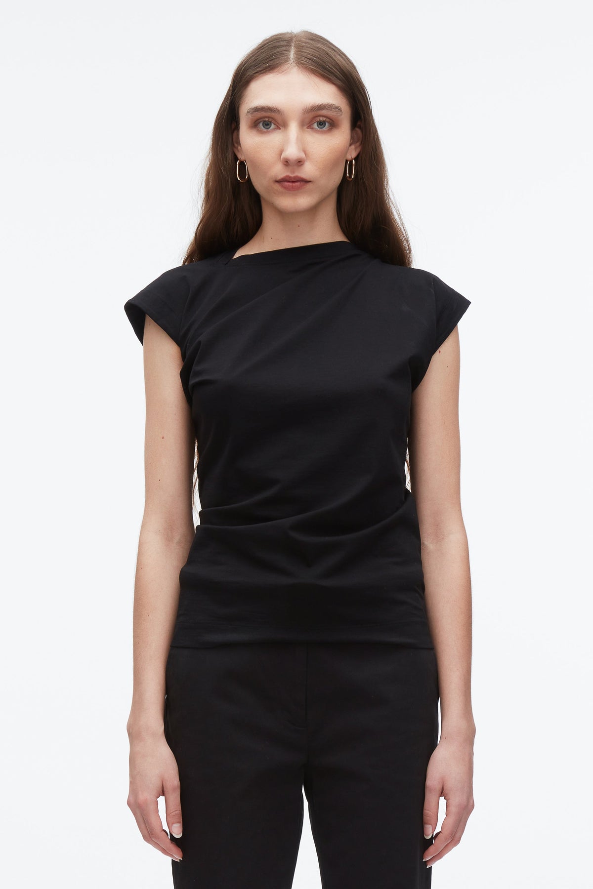 Draped Asymmetric T-Shirt Black
