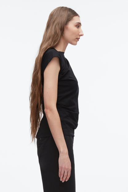 Draped Asymmetric T-Shirt Black