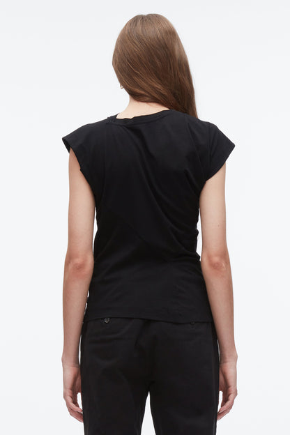 Draped Asymmetric T-Shirt Black