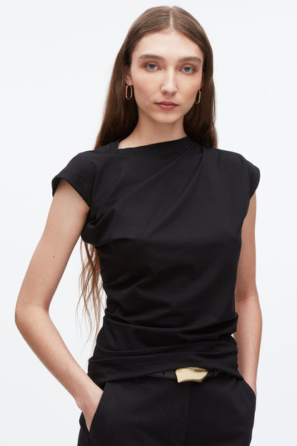 Draped Asymmetric T-Shirt Black