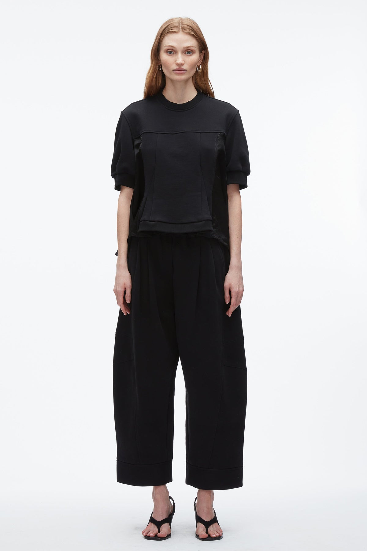 Satin Flounce Combo Terry Top Midnight