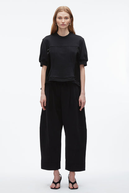 Satin Flounce Combo Terry Top Midnight