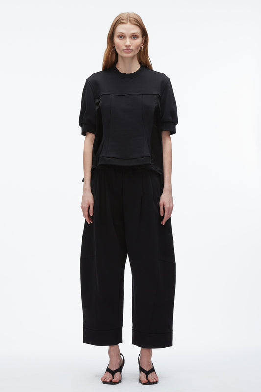 Satin Flounce Combo Terry Top Midnight