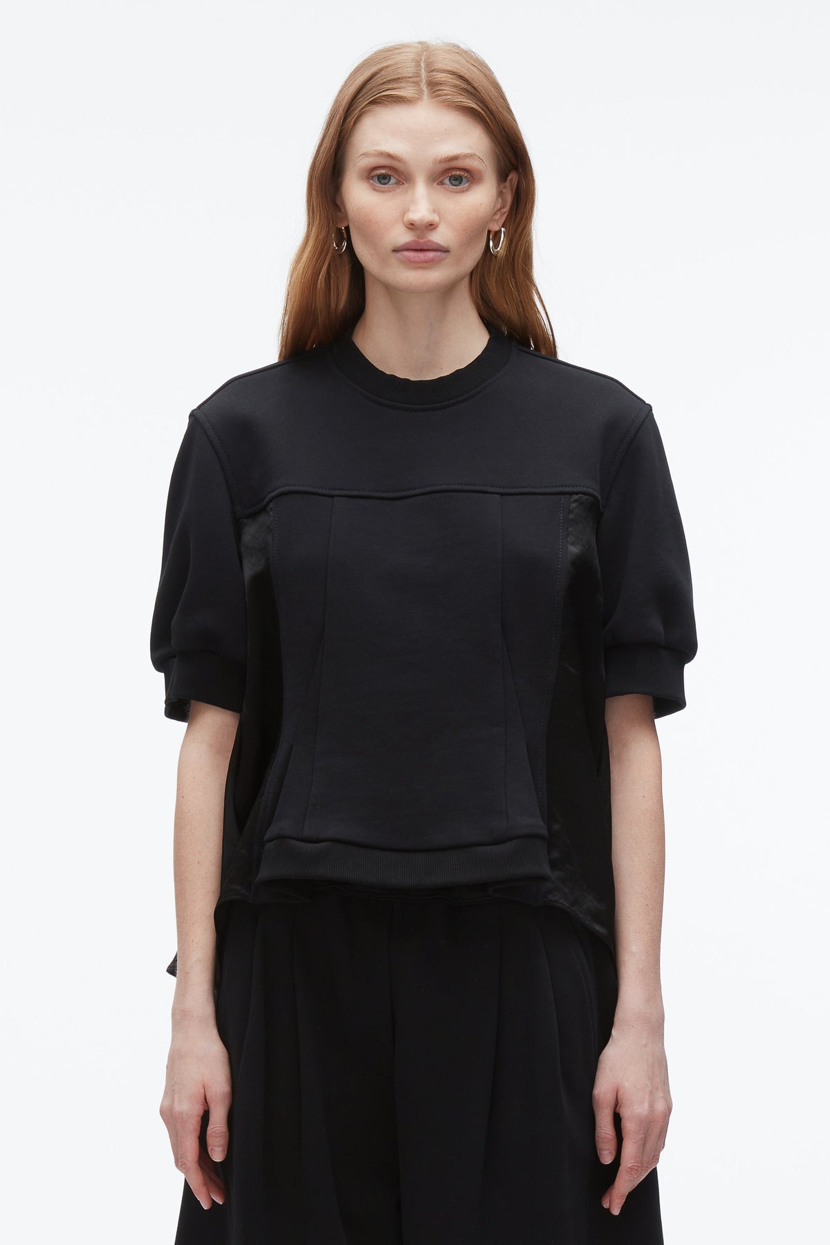 Satin Flounce Combo Terry Top Midnight