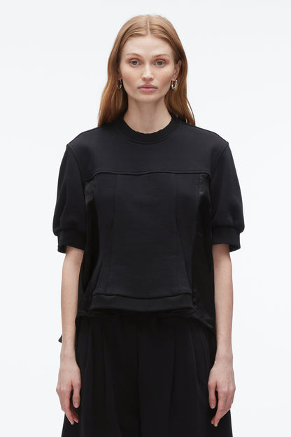 Satin Flounce Combo Terry Top Midnight