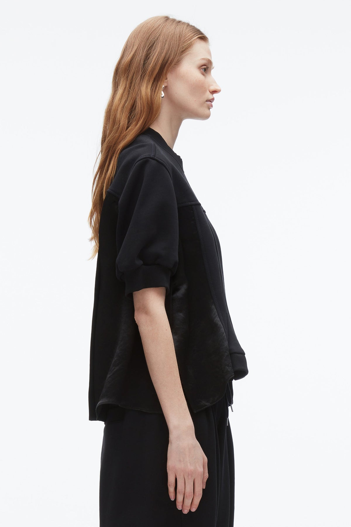 Satin Flounce Combo Terry Top Midnight