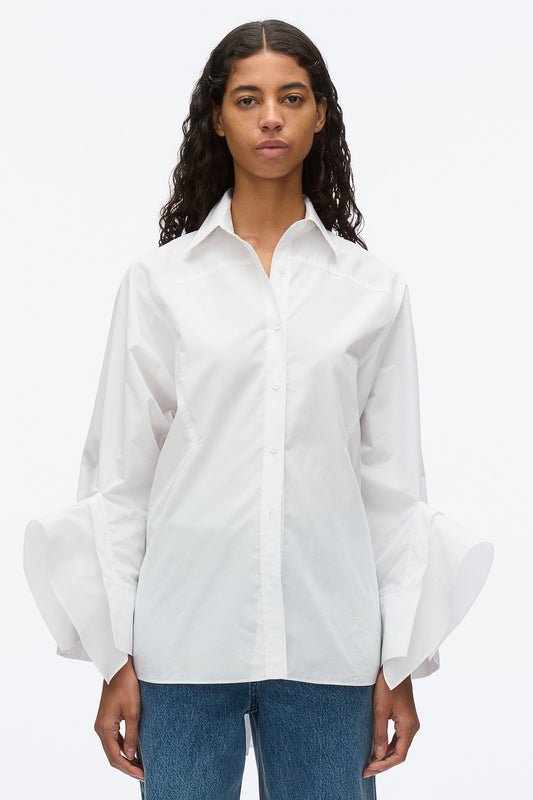 Oversize Shirt with Cascade Cuff White