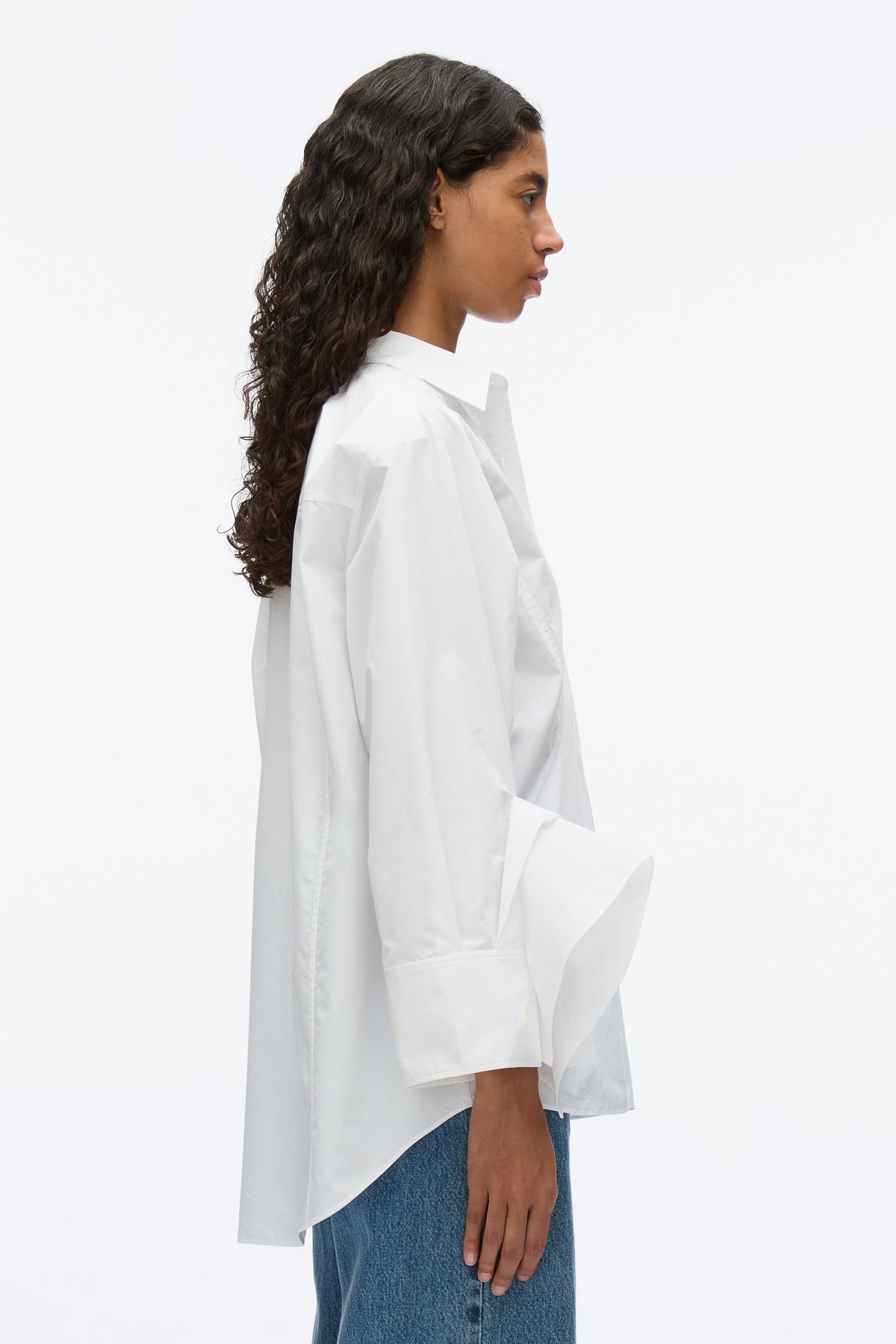 Oversize Shirt with Cascade Cuff White