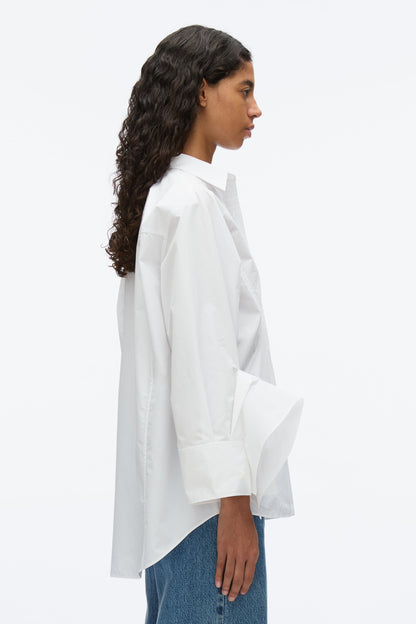Oversize Shirt with Cascade Cuff White