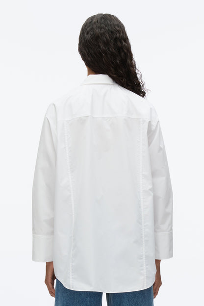 Oversize Shirt with Cascade Cuff White