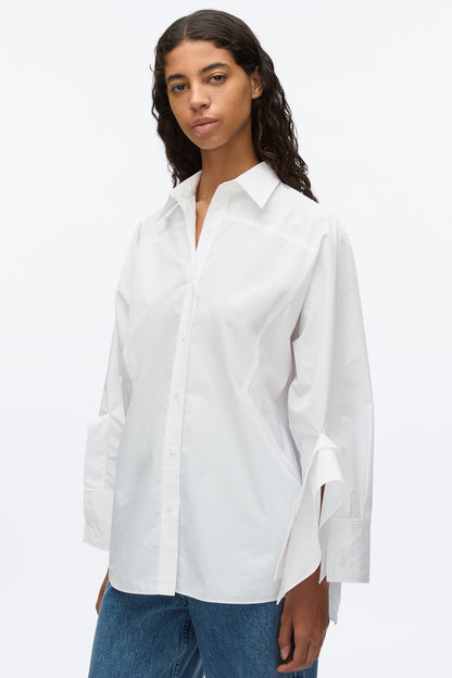 Oversize Shirt with Cascade Cuff White