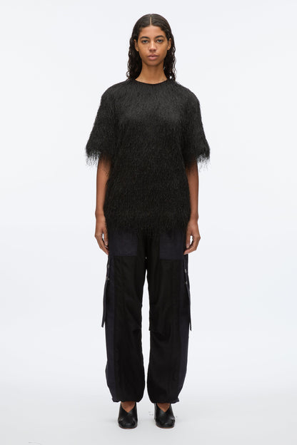 Fringe Boxy Tee Black