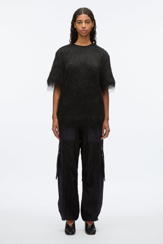 Fringe Boxy Tee Black