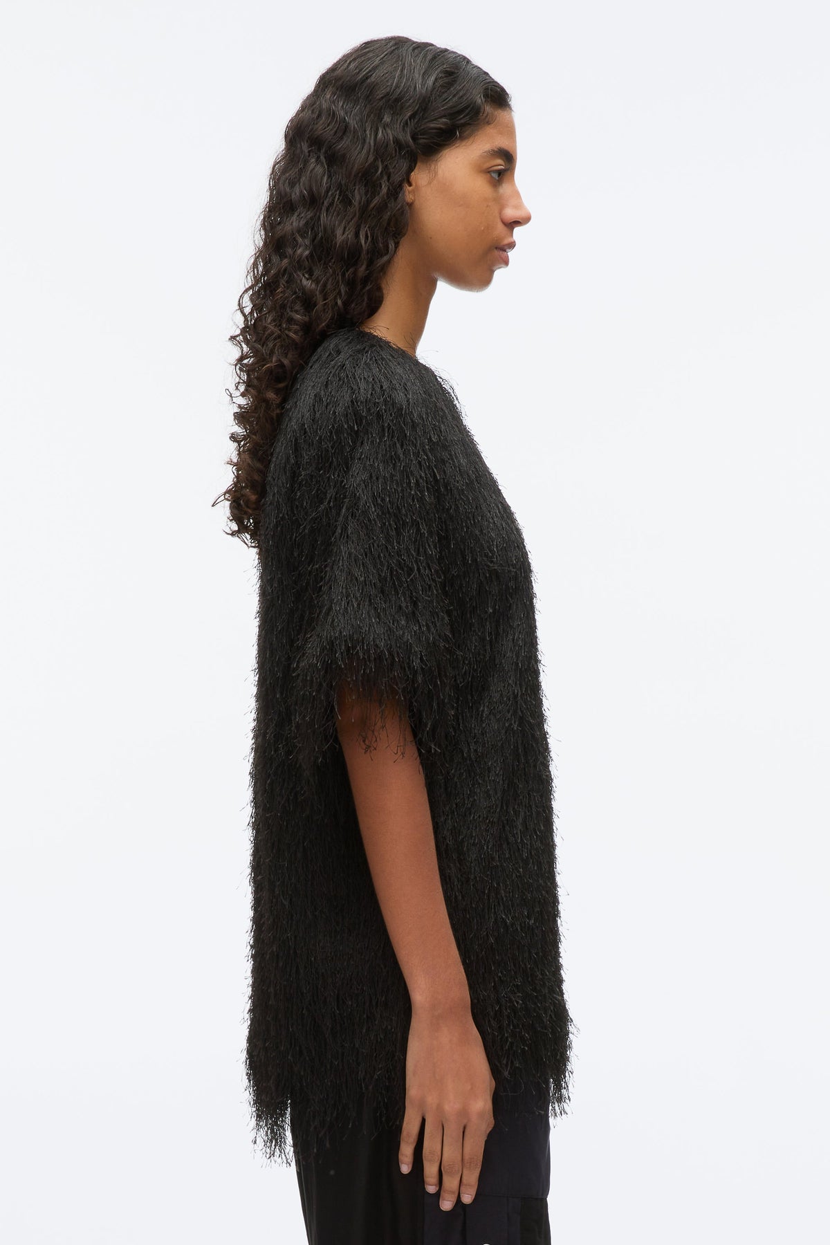Fringe Boxy Tee Black