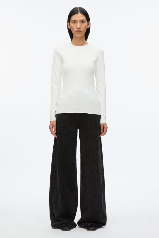 Compact Rib Long Sleeve Tee Ivory