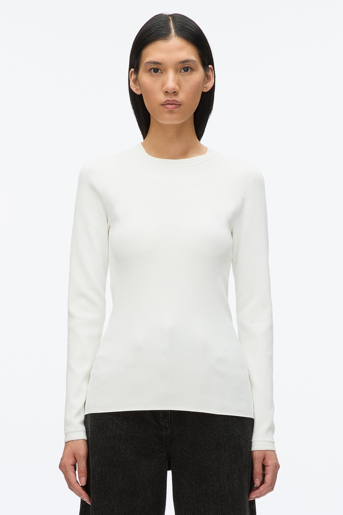 Compact Rib Long Sleeve Tee Ivory