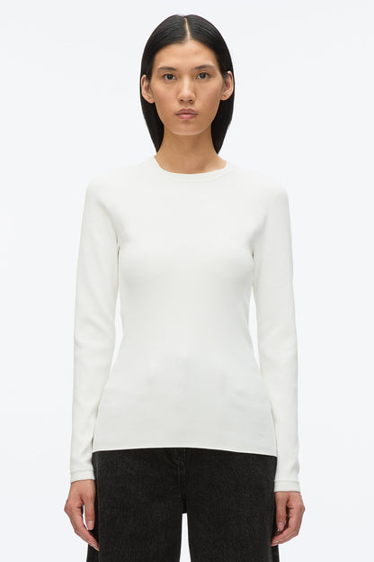 Compact Rib Long Sleeve Tee Ivory