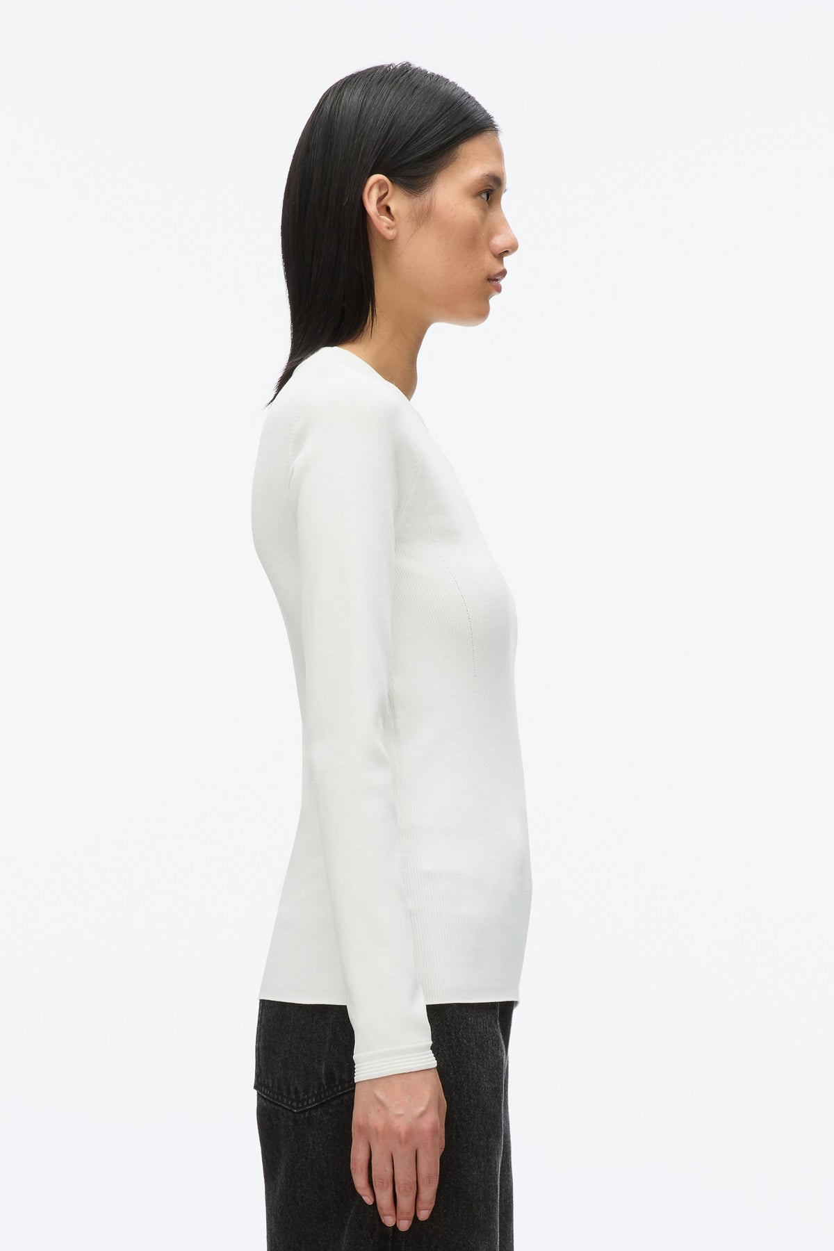 Compact Rib Long Sleeve Tee Ivory
