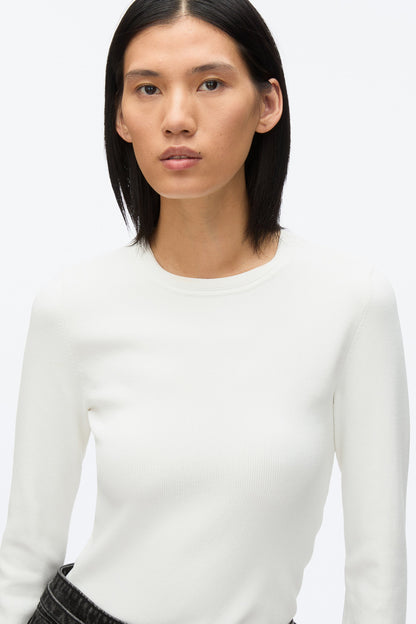 Compact Rib Long Sleeve Tee Ivory
