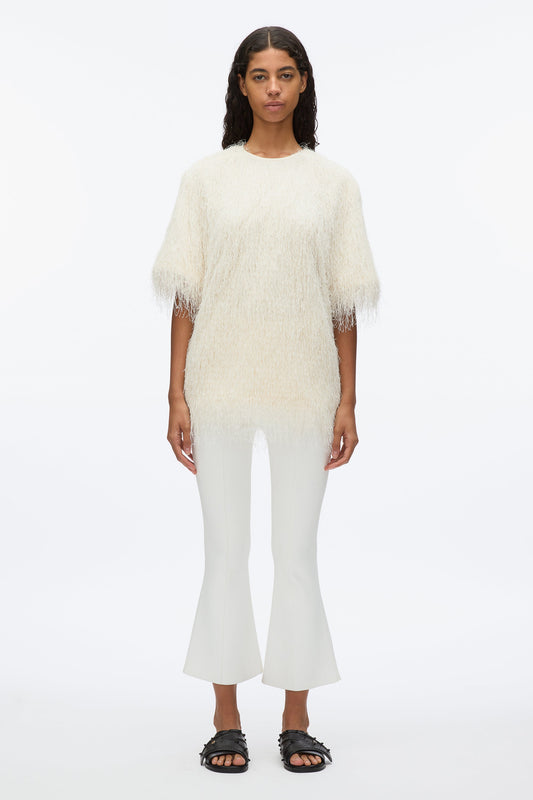 Fringe Boxy Tee Ivory