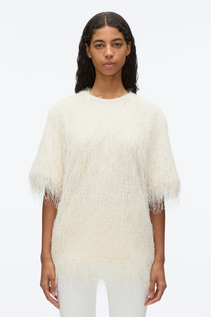Fringe Boxy Tee Ivory