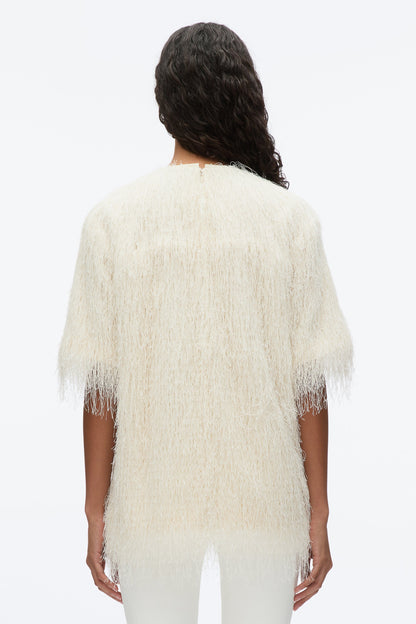 Fringe Boxy Tee Ivory