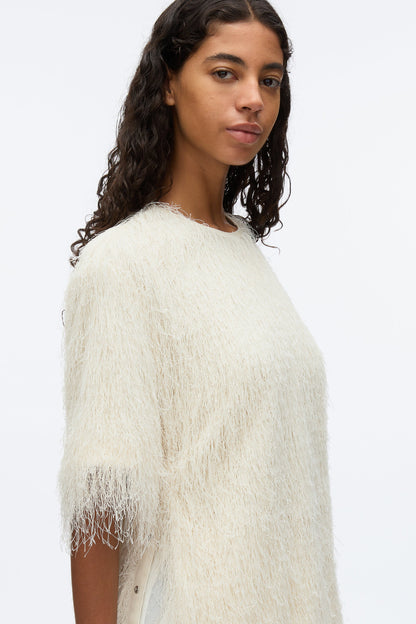 Fringe Boxy Tee Ivory