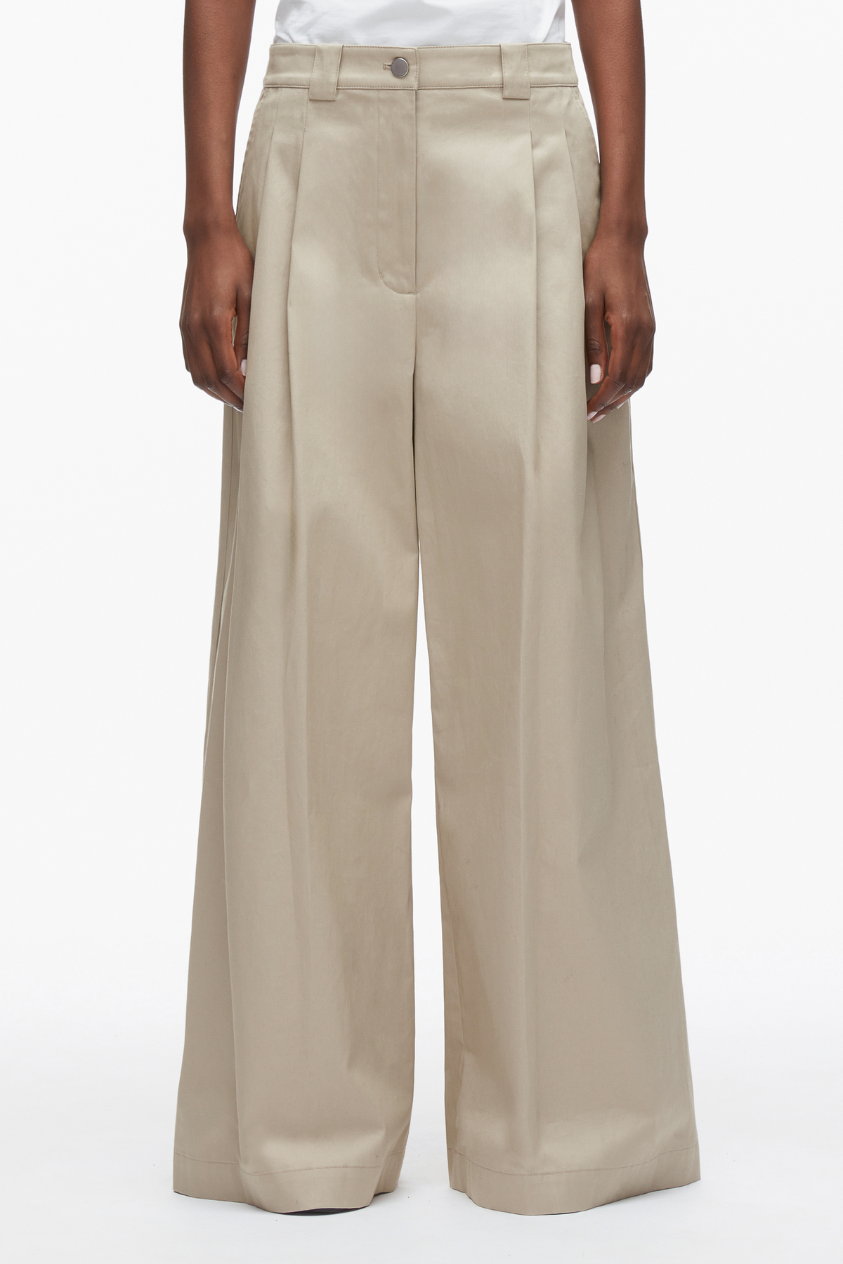 Wide Leg Pleated Pants Khaki