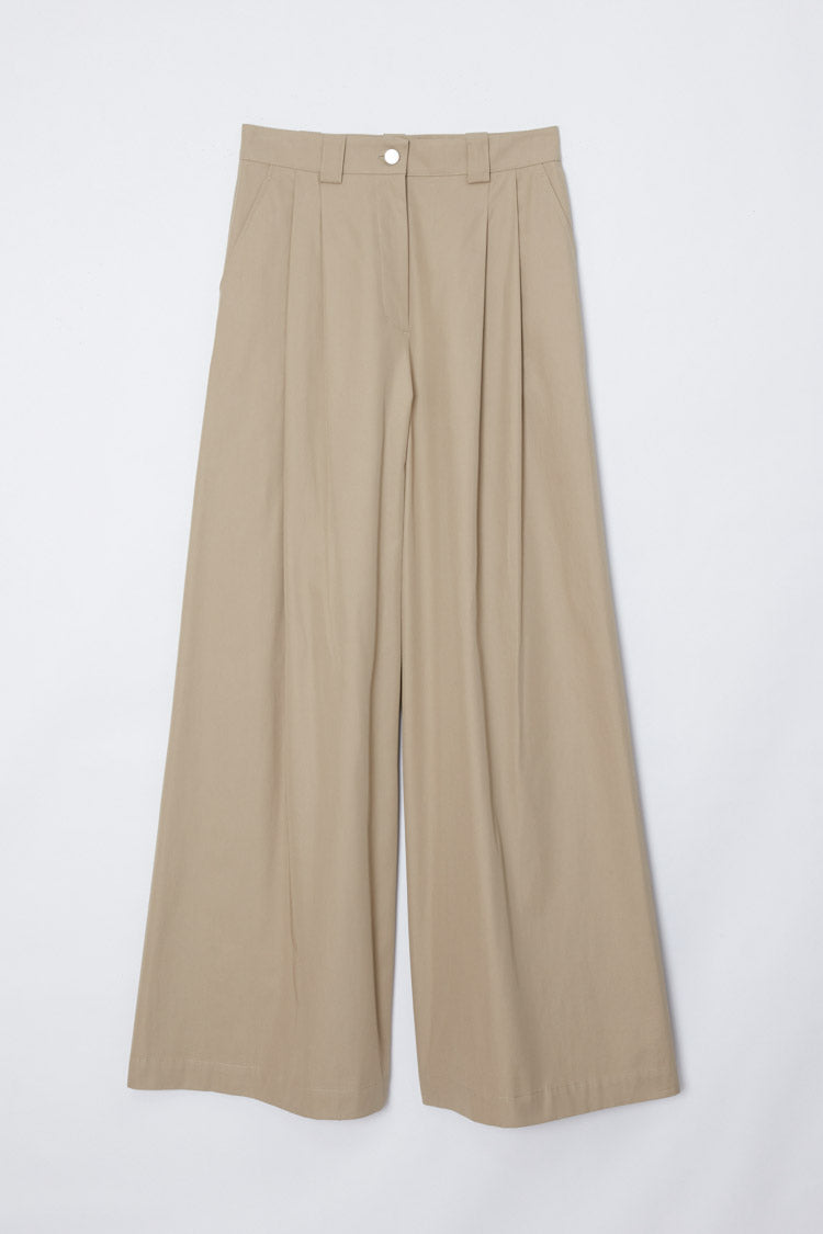 Wide Leg Pleated Pants Khaki