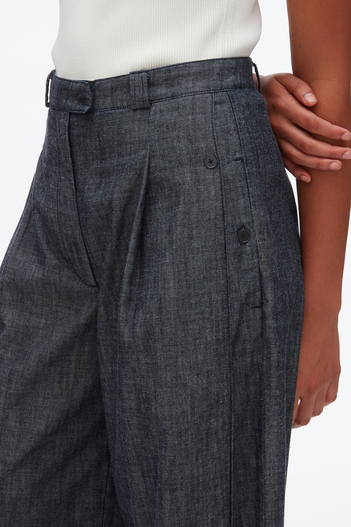 Double Pleat Wide Leg Pant Washed Indigo