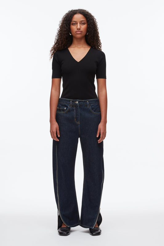 Curve Denim Pant with Zip Dark Indigo