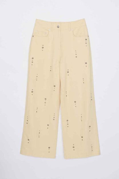 Stud Embellished Wide Leg Pant Ginko