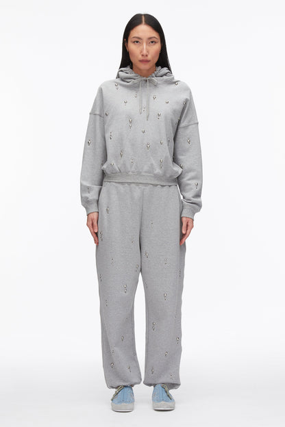 Dome Embellishment Sweatpants Grey Melange