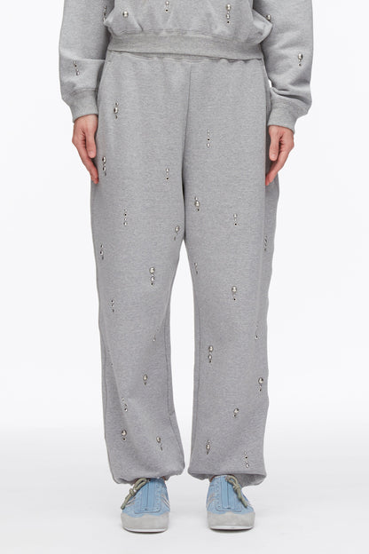 Dome Embellishment Sweatpants Grey Melange