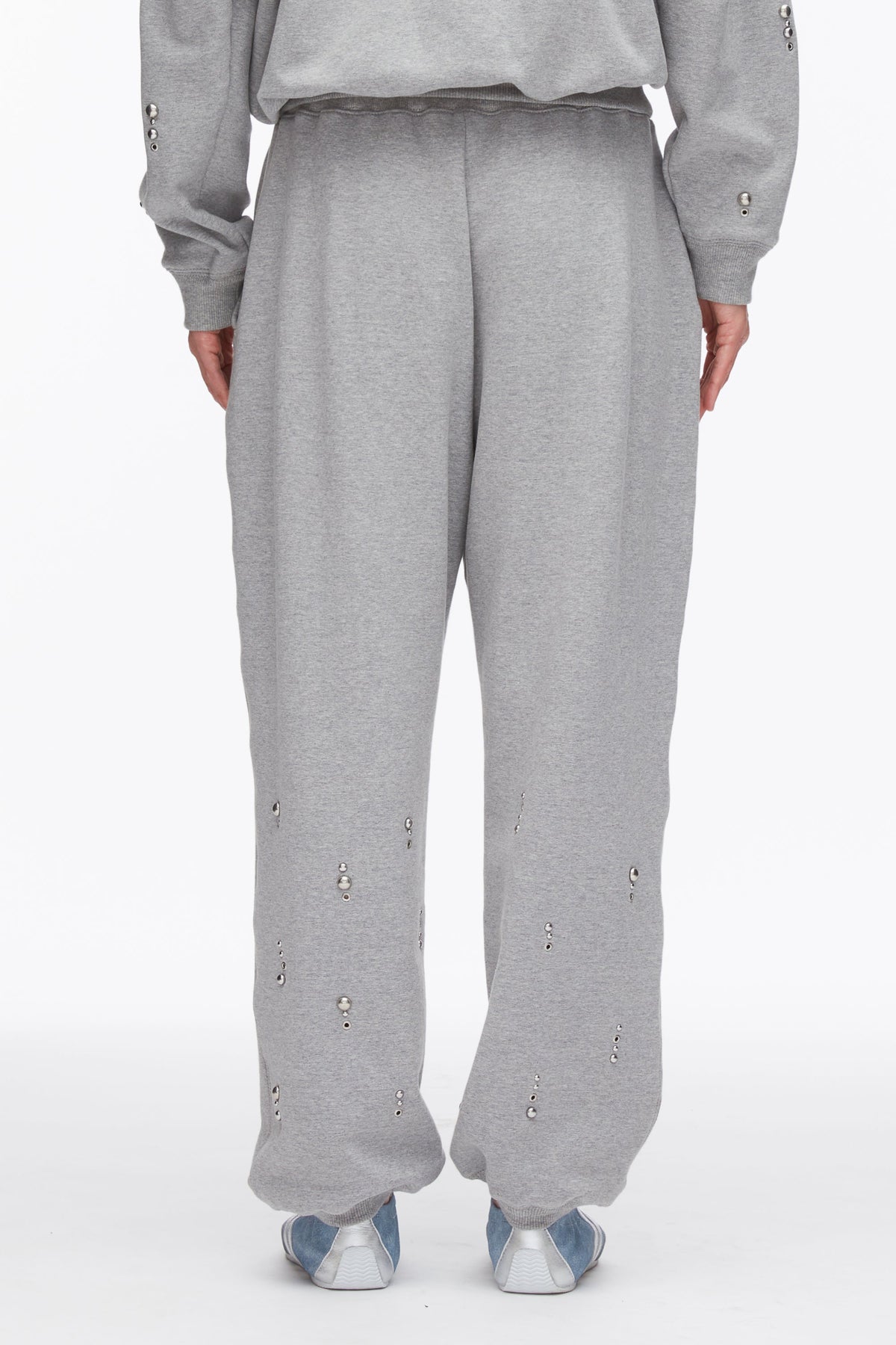 Dome Embellishment Sweatpants Grey Melange
