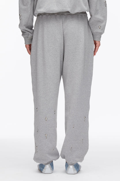 Dome Embellishment Sweatpants Grey Melange