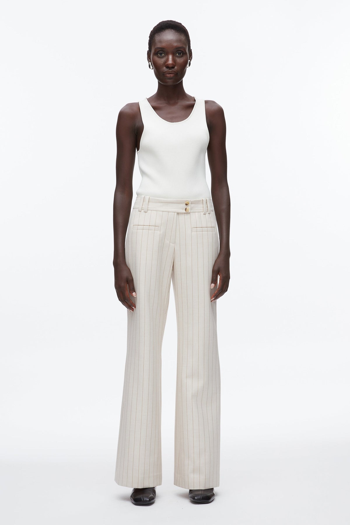 Pinstripe Trousers Ecru-Tan