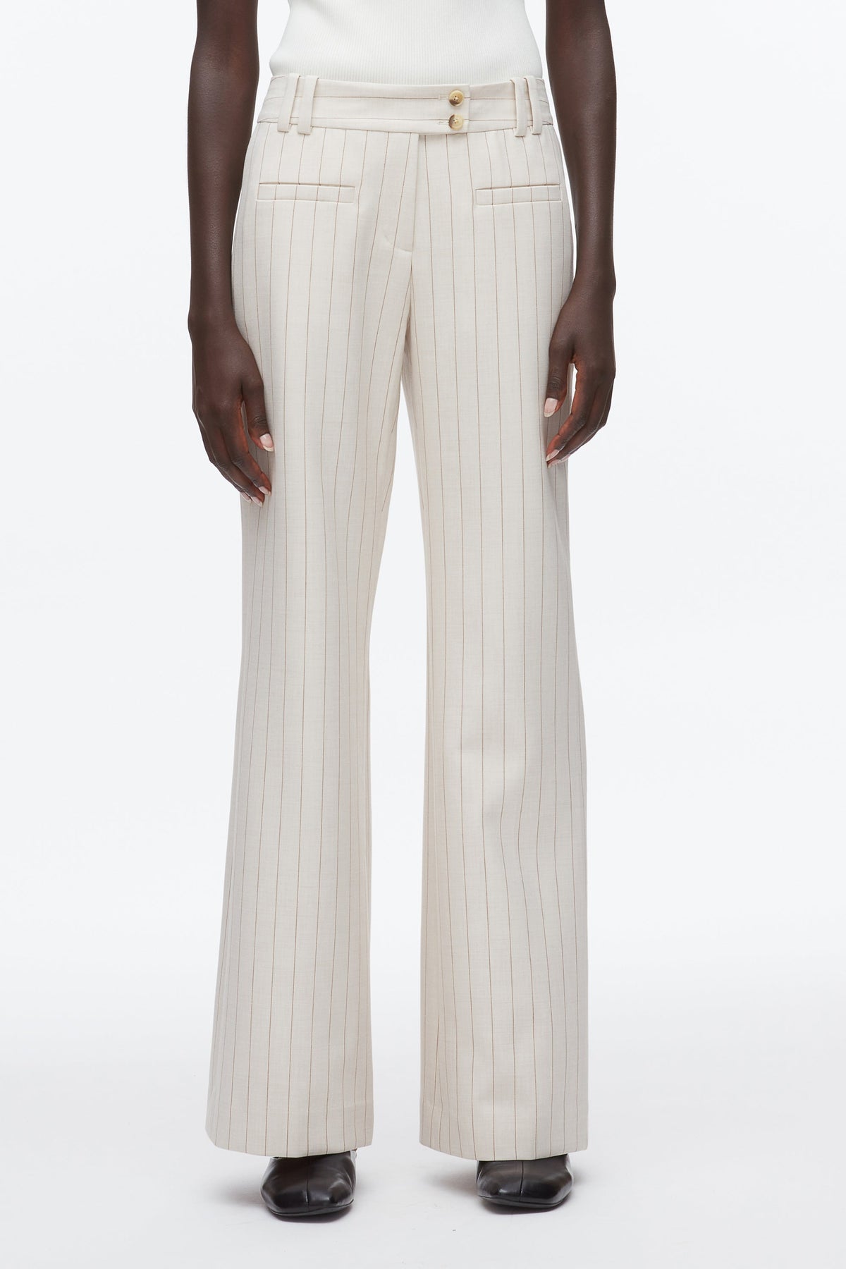 Pinstripe Trousers Ecru-Tan