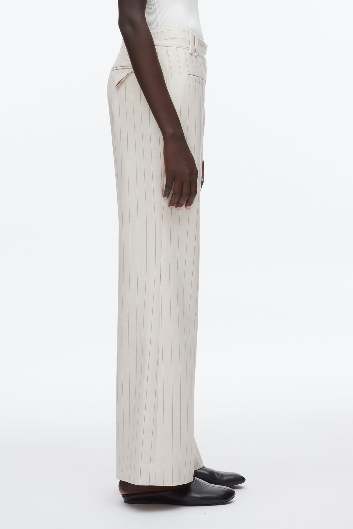 Pinstripe Trousers Ecru-Tan