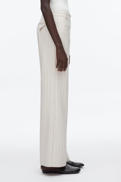 Pinstripe Trousers Ecru-Tan