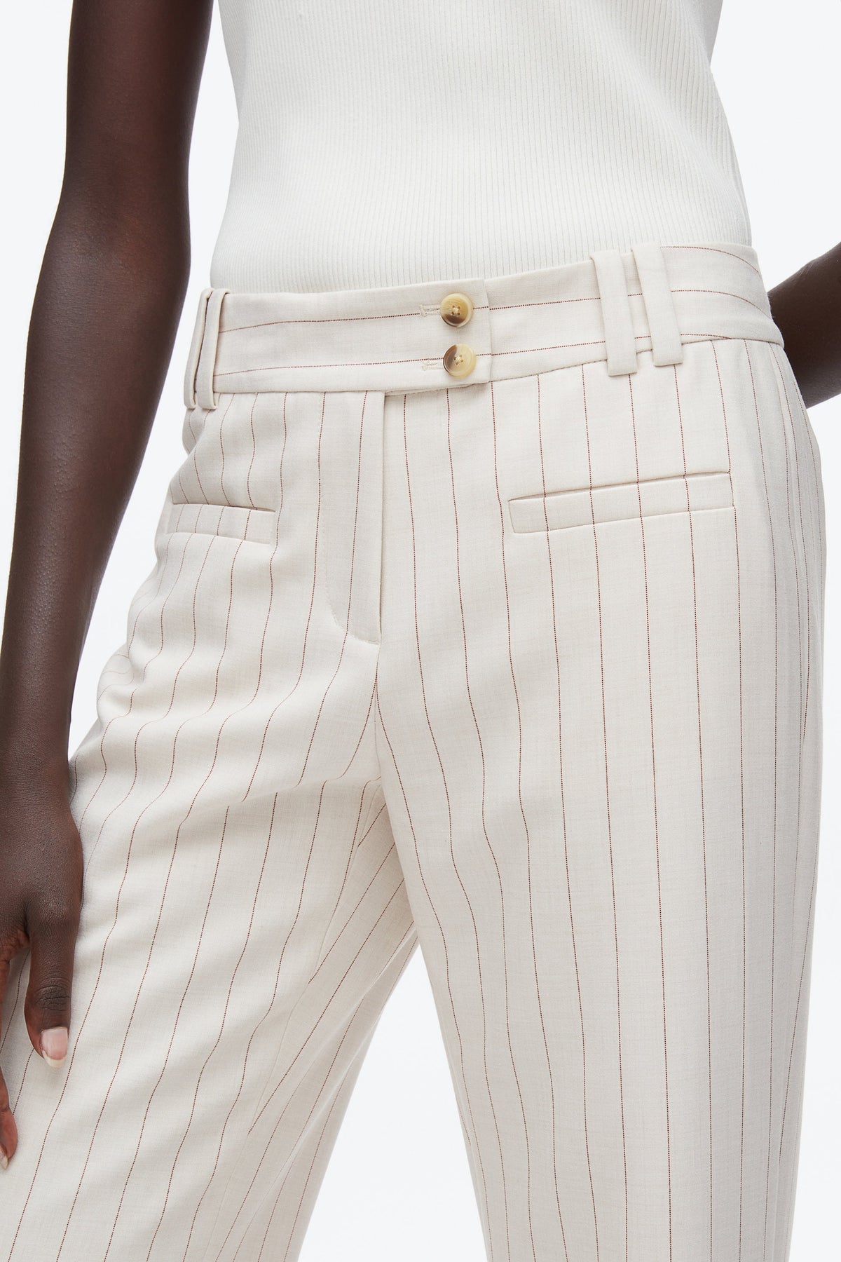 Pinstripe Trousers Ecru-Tan