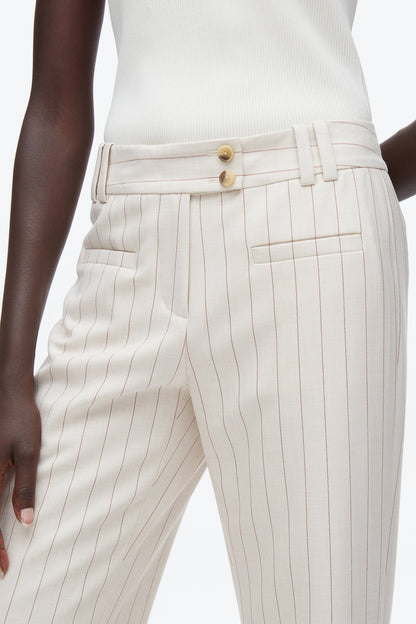 Pinstripe Trousers Ecru-Tan