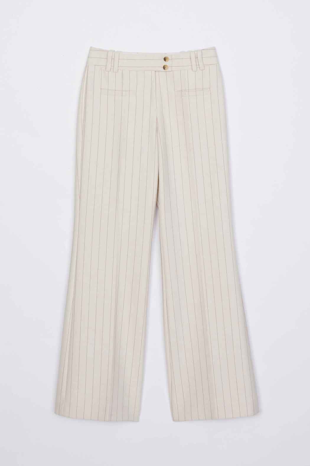 Pinstripe Trousers Ecru-Tan