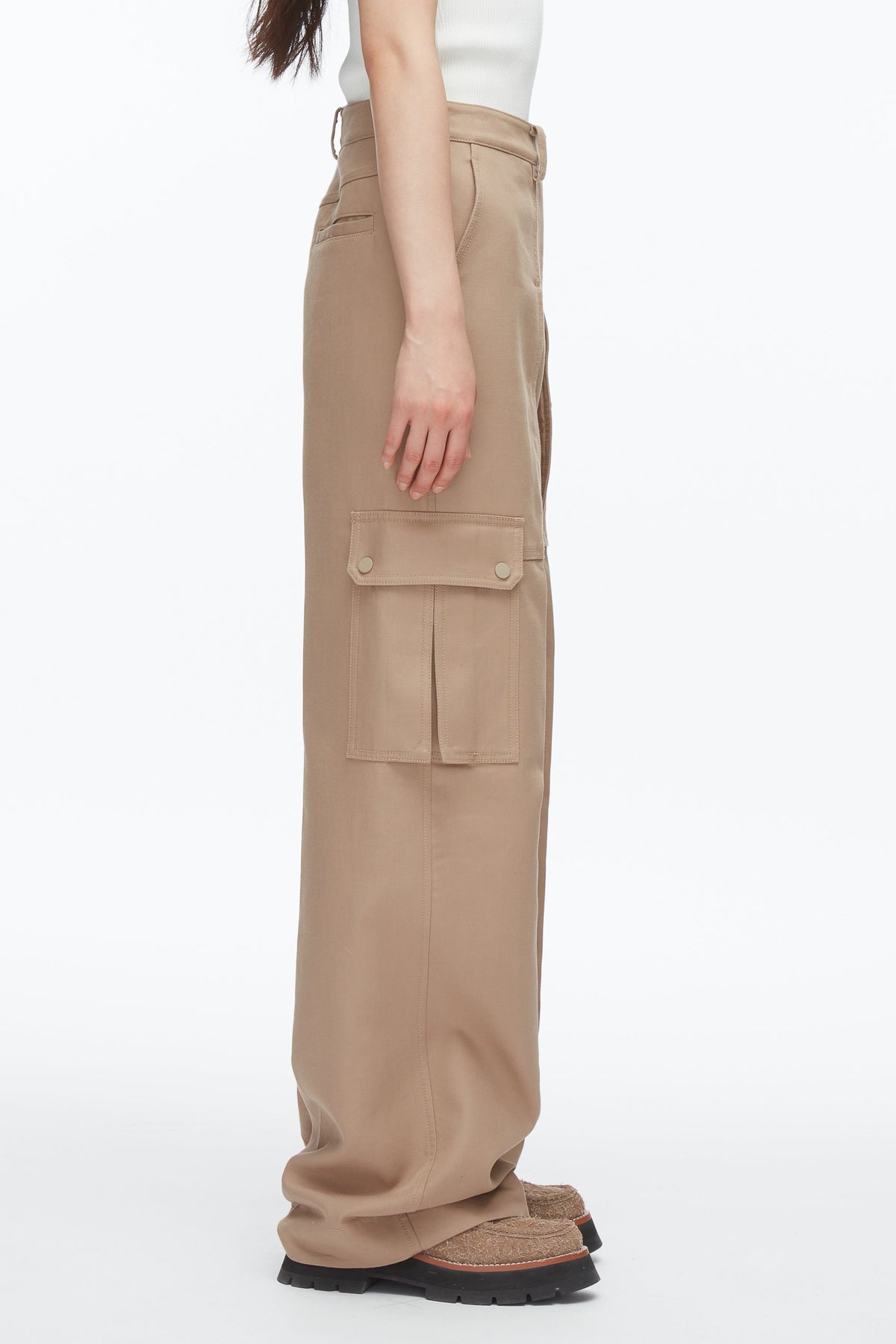 Carpenter Cargo Pants with Plaid Cuffs Praline Multi