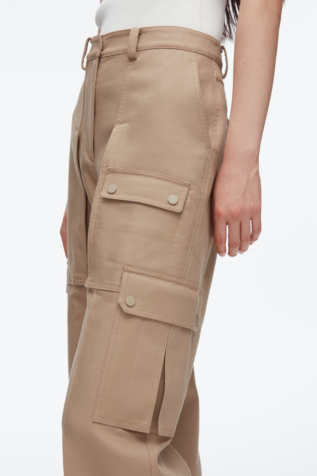 Carpenter Cargo Pants with Plaid Cuffs Praline Multi